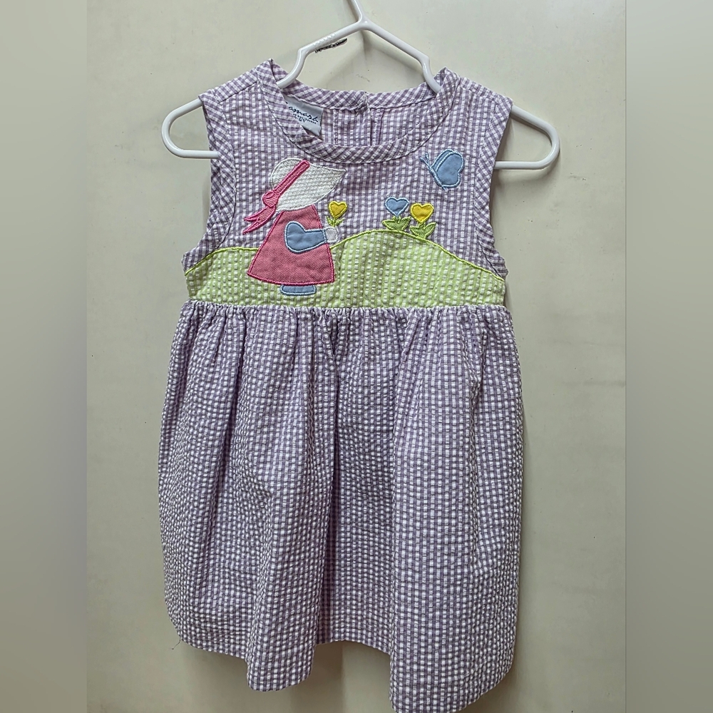 Sweet Gingham Kids Dress with Heart Details